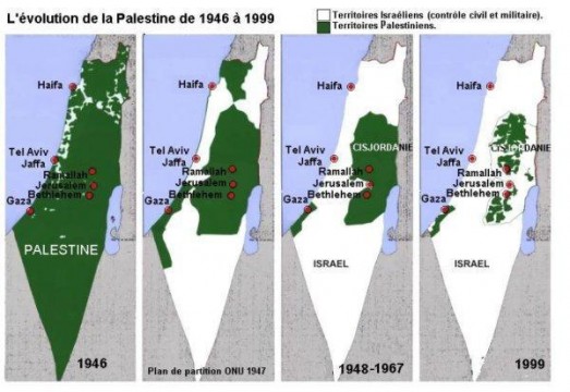 Evolution de la Palestine de 1946 à 1999.