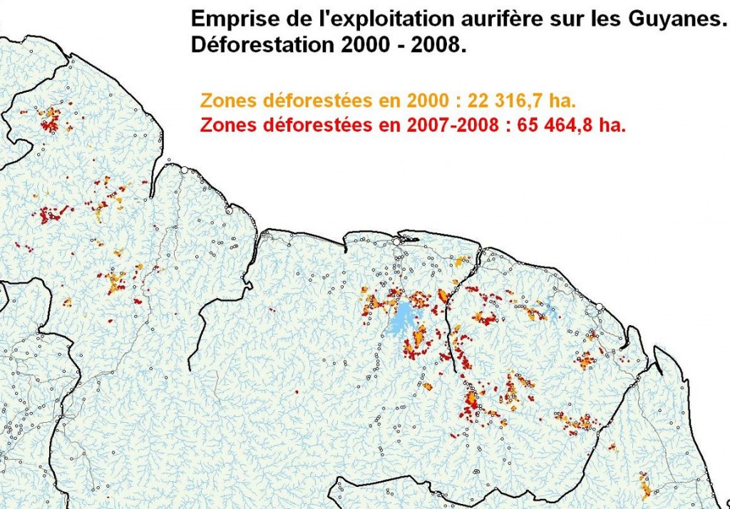Exploitation aurifère et déforestation.