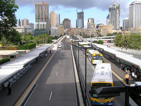Gare routière à Brisbane.