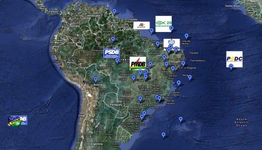 Carte de la corruption au Brésil.